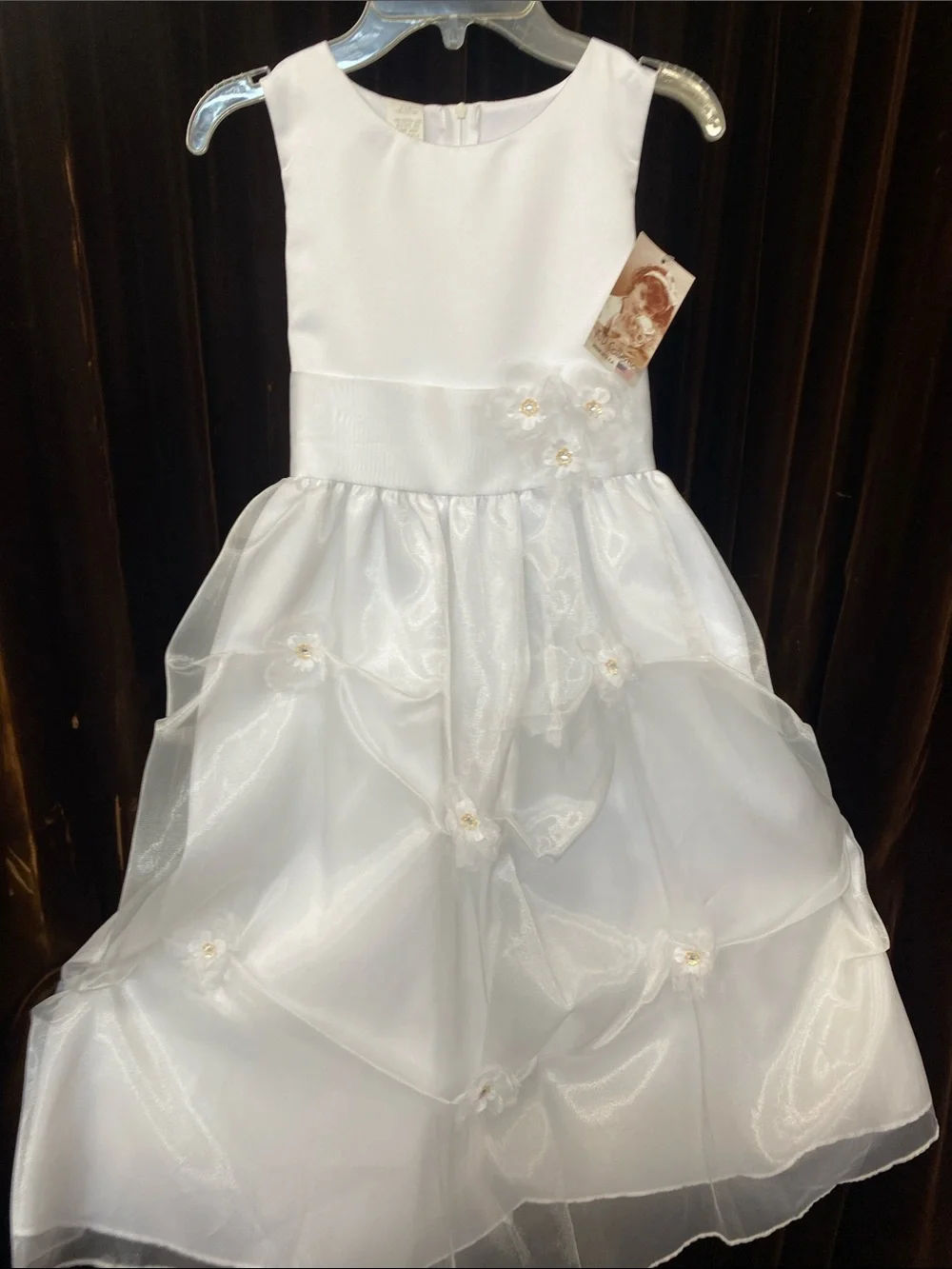 White Floral-Accent Girls' Formal Dress